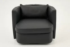 Canapés^Flamant Nelia, Fauteuil, Cuir Noir, Rotatif