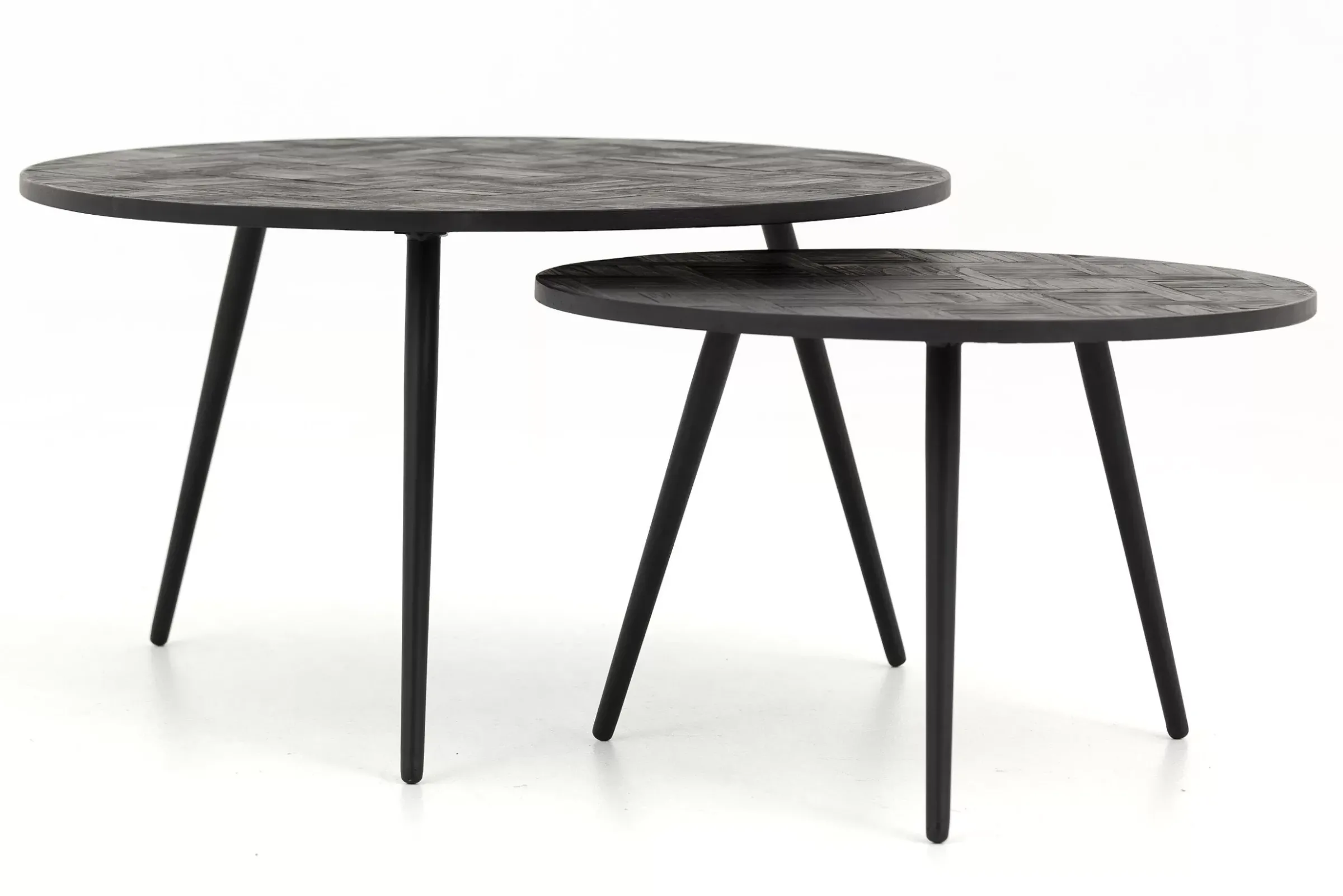 Table A Cafe^Flamant Robyn, Table Basse, Teck Recupere, Ronde, Ensemble De 2