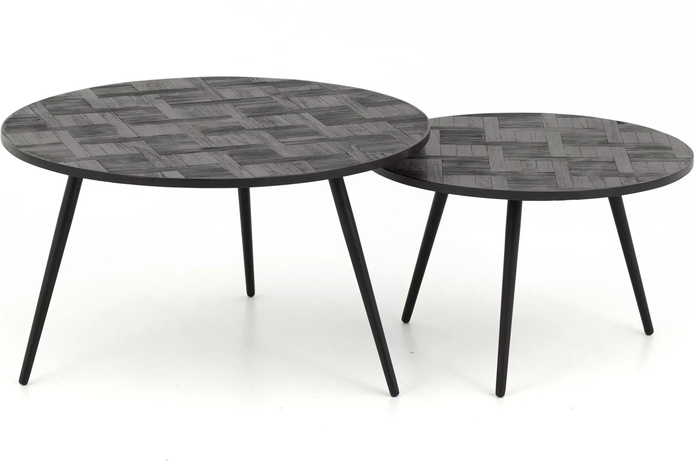Table A Cafe^Flamant Robyn, Table Basse, Teck Recupere, Ronde, Ensemble De 2