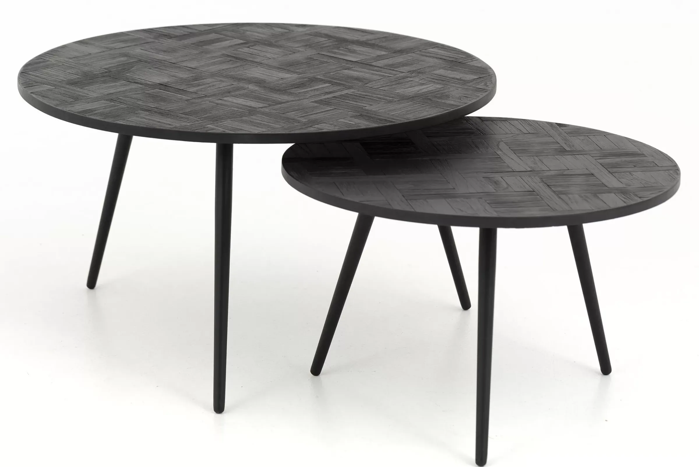 Table A Cafe^Flamant Robyn, Table Basse, Teck Recupere, Ronde, Ensemble De 2