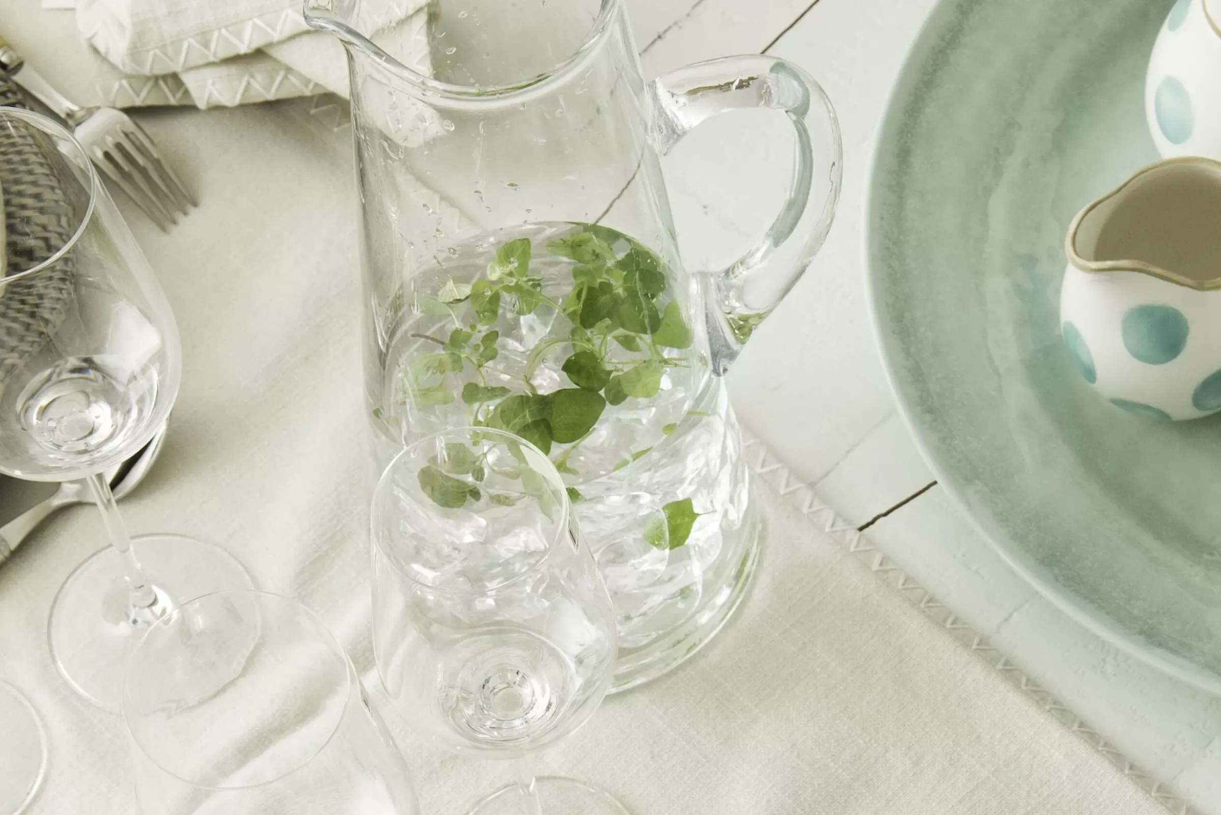 Accessoires^Flamant Ruth, Pichet, Verre Souffle A La Bouche