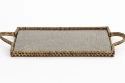 Accessoires^Flamant Togo, Plateau, Rectangulaire, Avec Verre, Reed