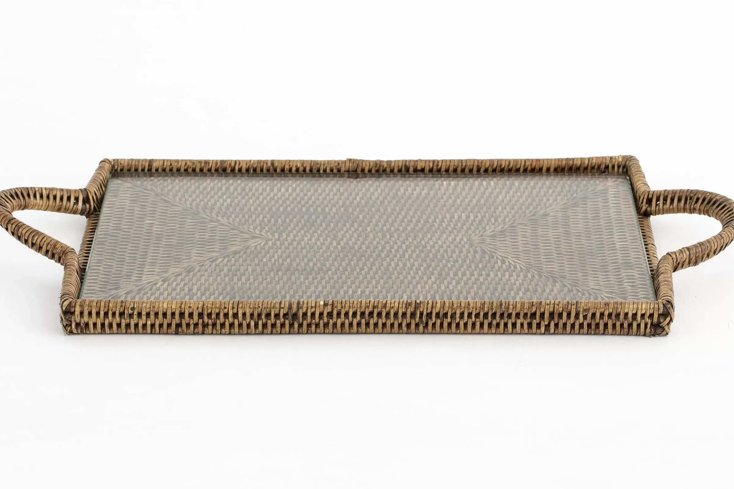 Accessoires^Flamant Togo, Plateau, Rectangulaire, Avec Verre, Reed