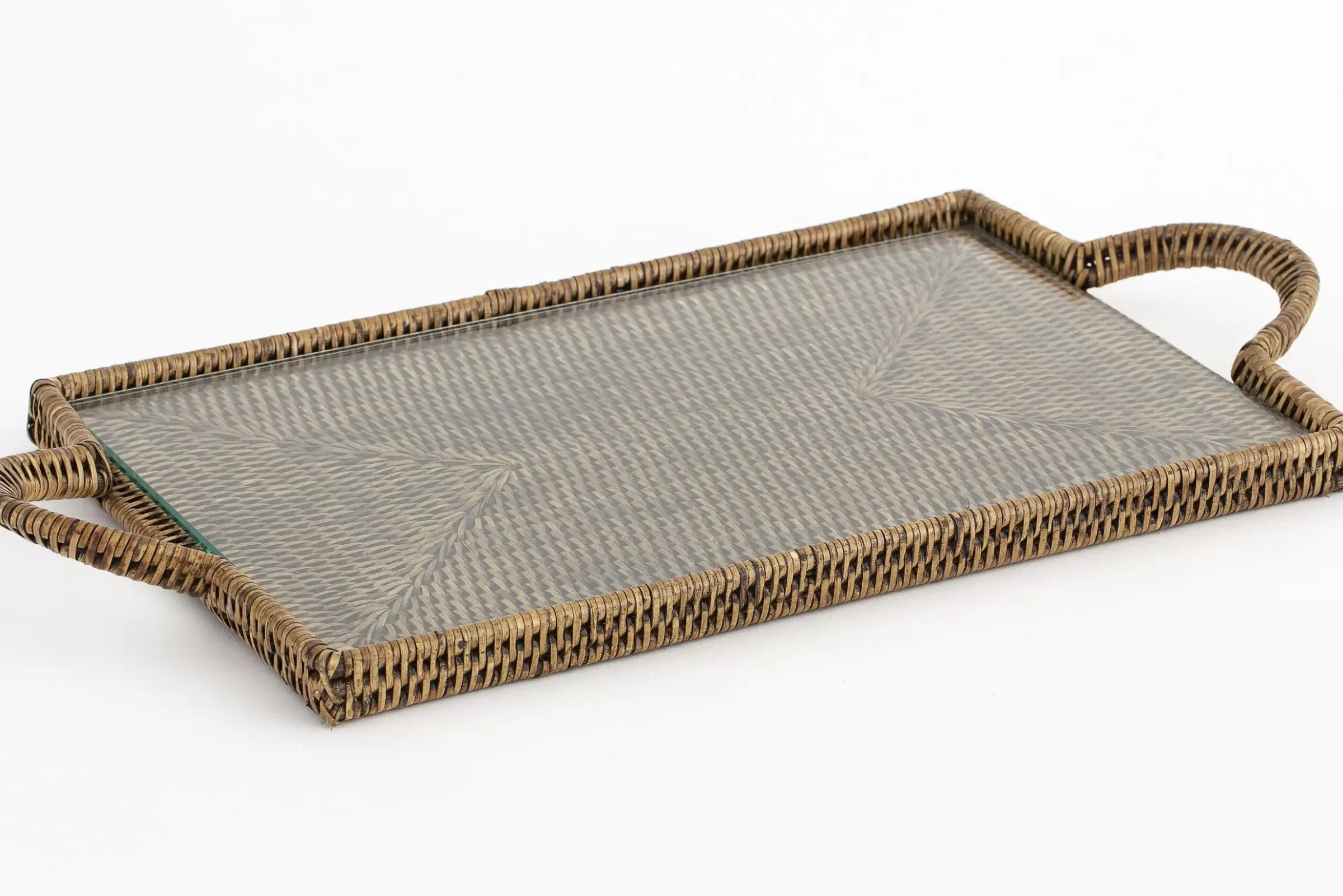 Accessoires^Flamant Togo, Plateau, Rectangulaire, Avec Verre, Reed