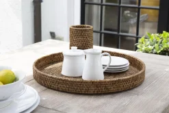 Accessoires^Flamant Togo, Plateau, Rond, Roseau, 48Cm
