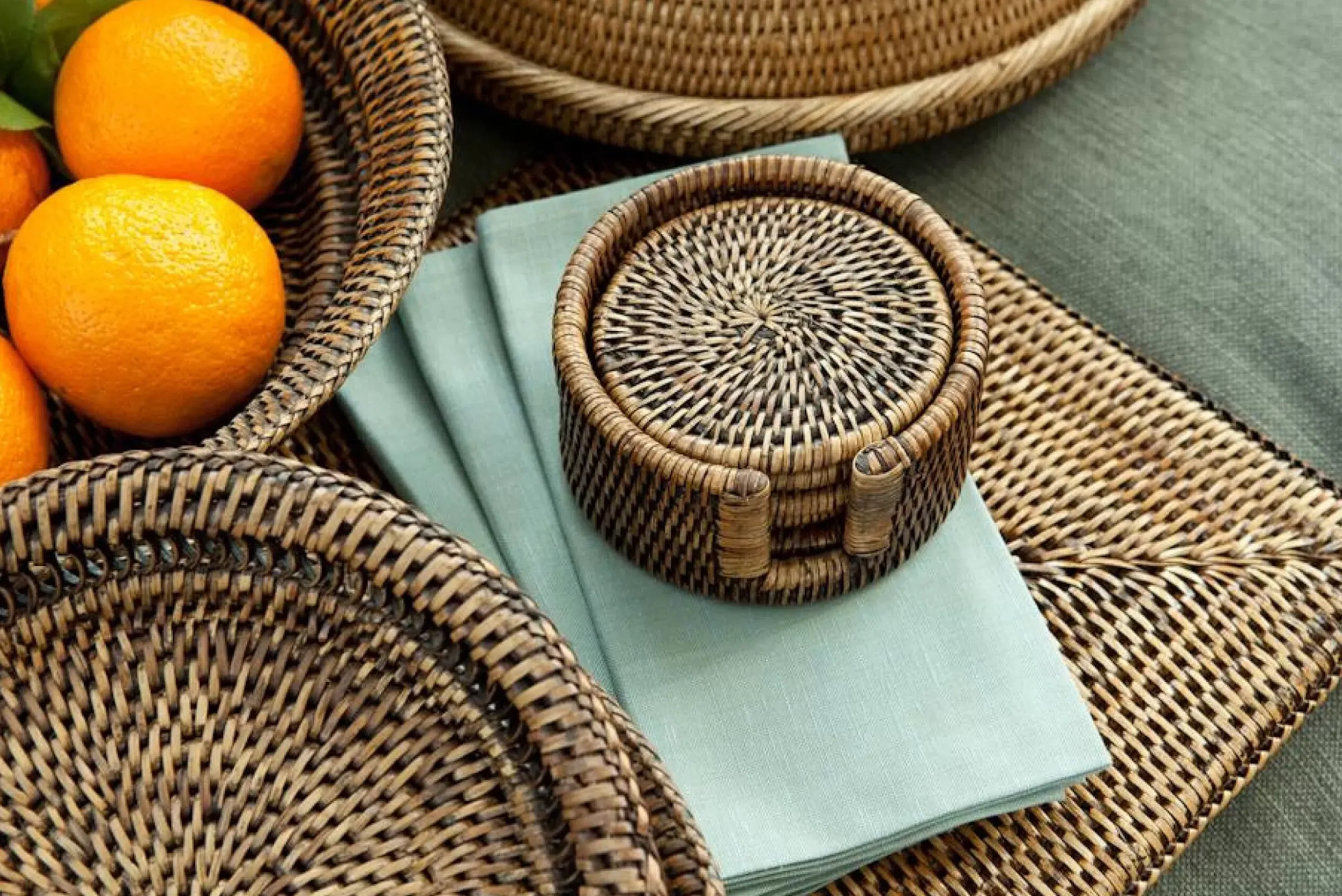 Textiles De Salle A Manger Et De Cuisine^Flamant Togo, Set De Table, Roseau, Rectangulaire