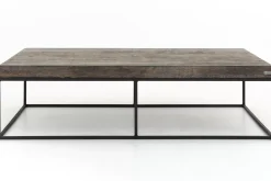 Table A Cafe^Flamant Urban, Table Basse, Chene Et Metal, Marron Fonce