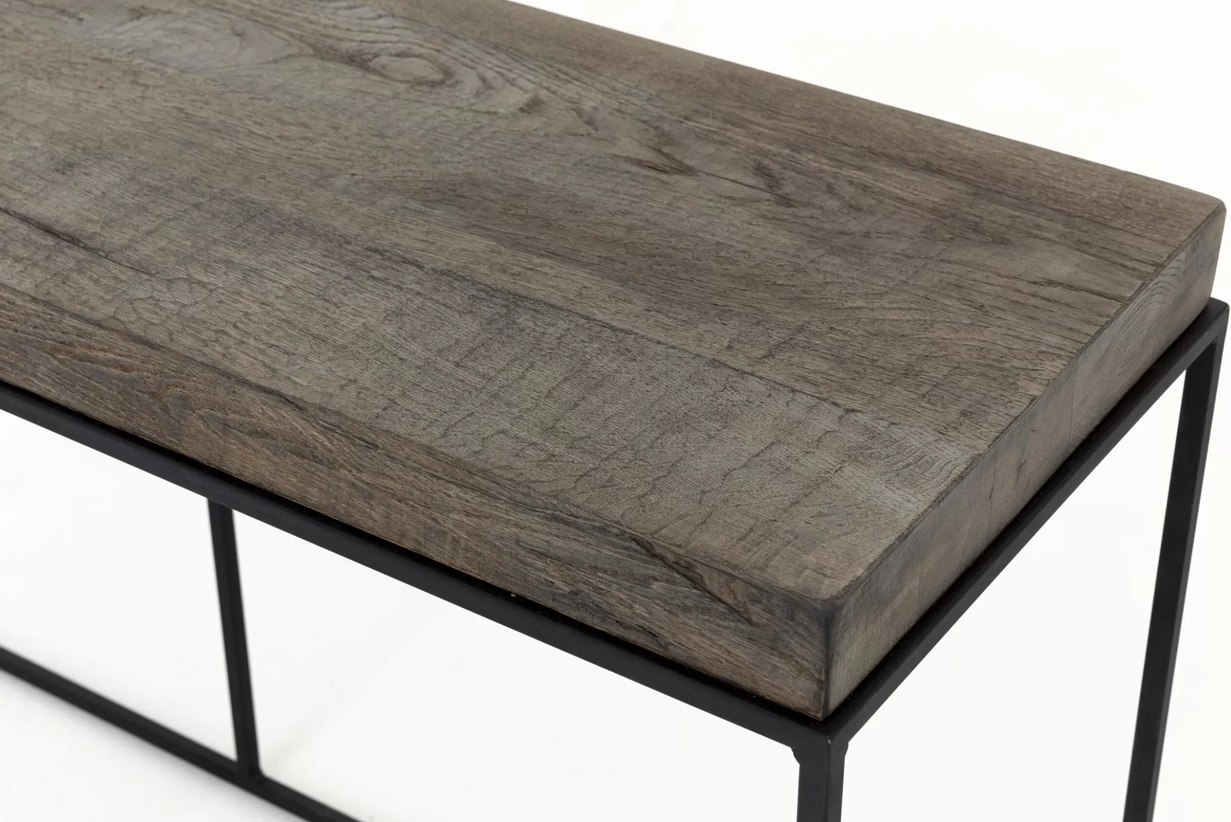 Table A Cafe^Flamant Urban, Table Console, Chene Et Metal, Marron Fonce